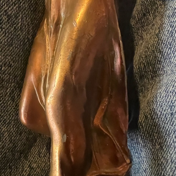 Antique French art nouveau bronzed metal figurine "Woman on Flower" - Picture 8 of 8